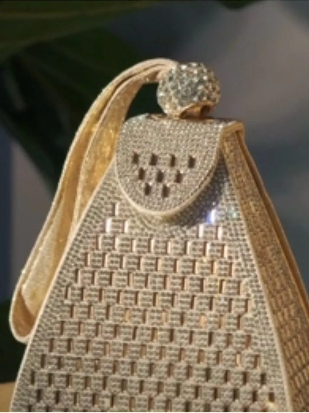 Crystal Embellished Gold Evening Bag